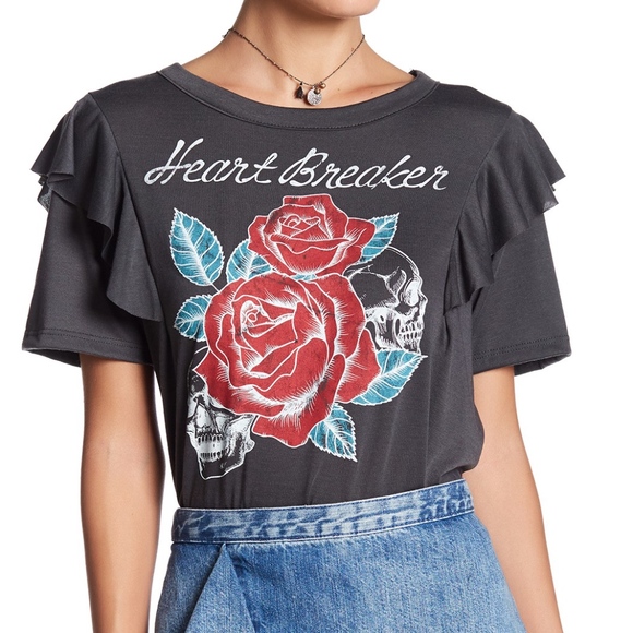 H.I.P. Happening In the Present Tops - Gray Graphic Heart Breaker Tee Shirt NWT Size XS